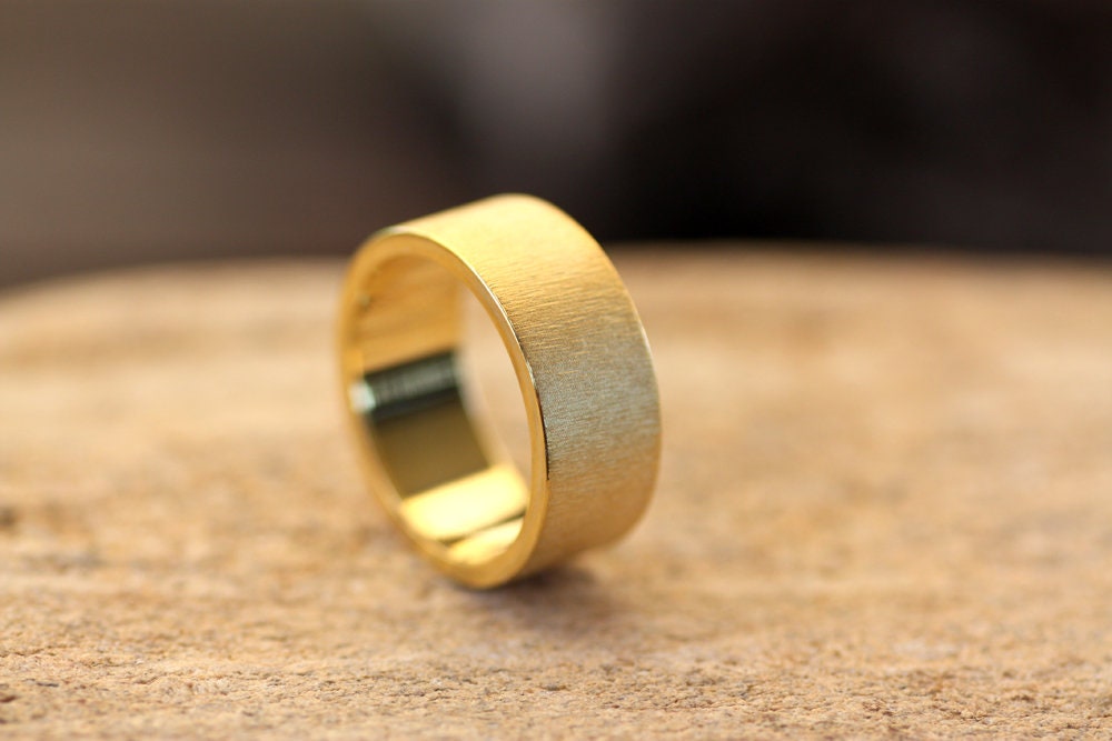 Personalized White Gold wide Textured Band