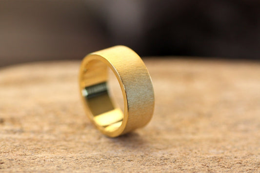 Personalized White Gold wide Textured Band