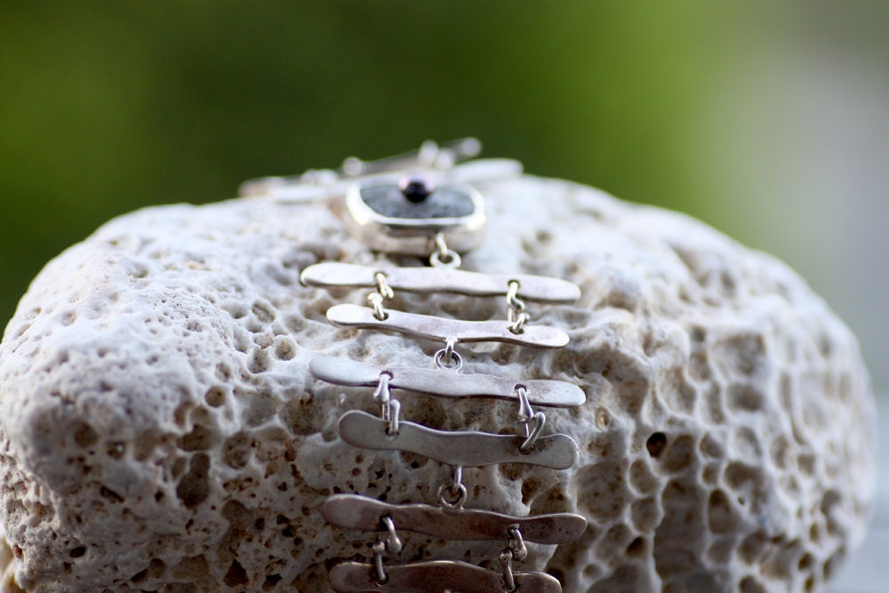Sterling Silver Black Lava Cuff