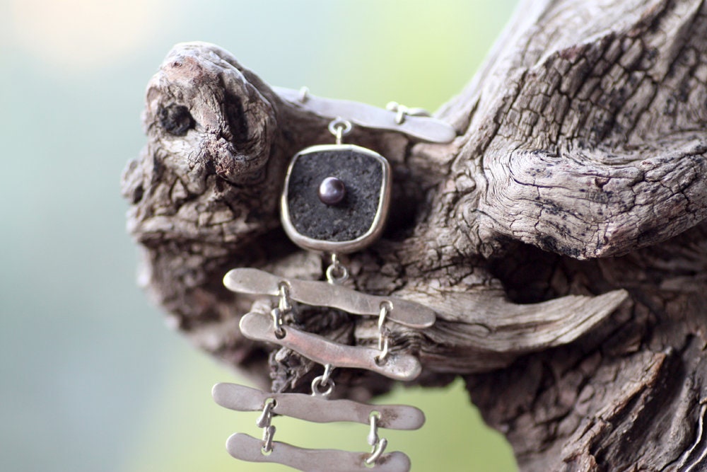 Sterling Silver Black Lava Cuff
