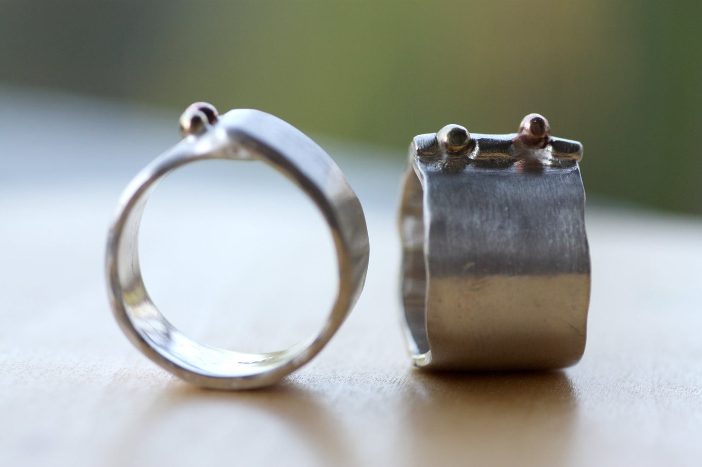 Chunky silver ring personalized with an engraved message