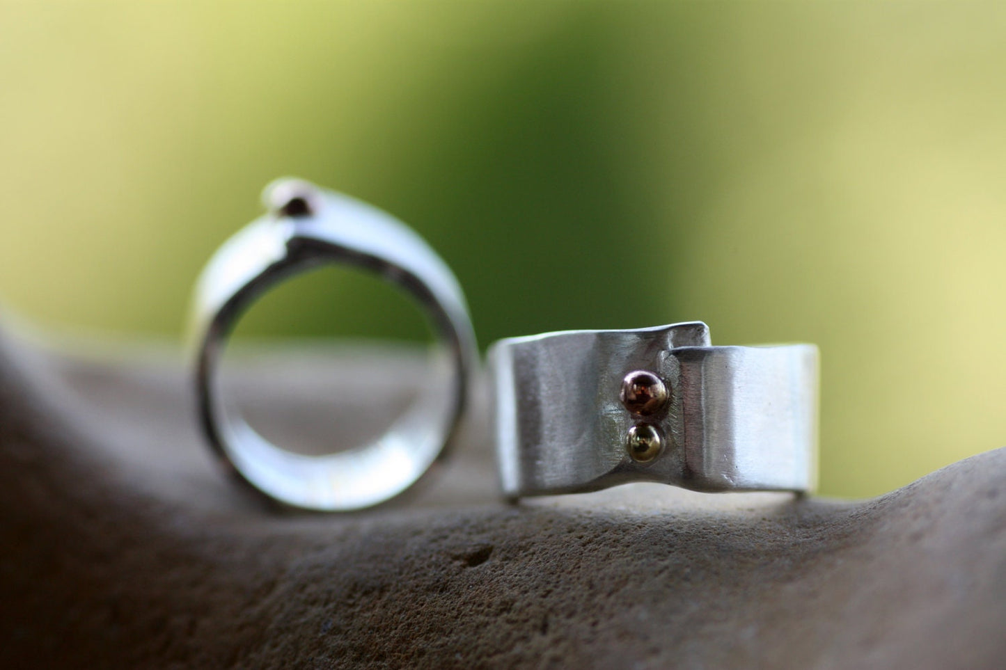 Chunky silver ring personalized with an engraved message