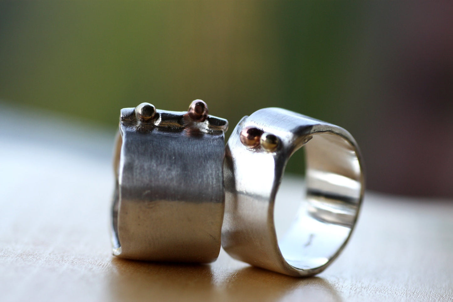 Chunky silver ring personalized with an engraved message
