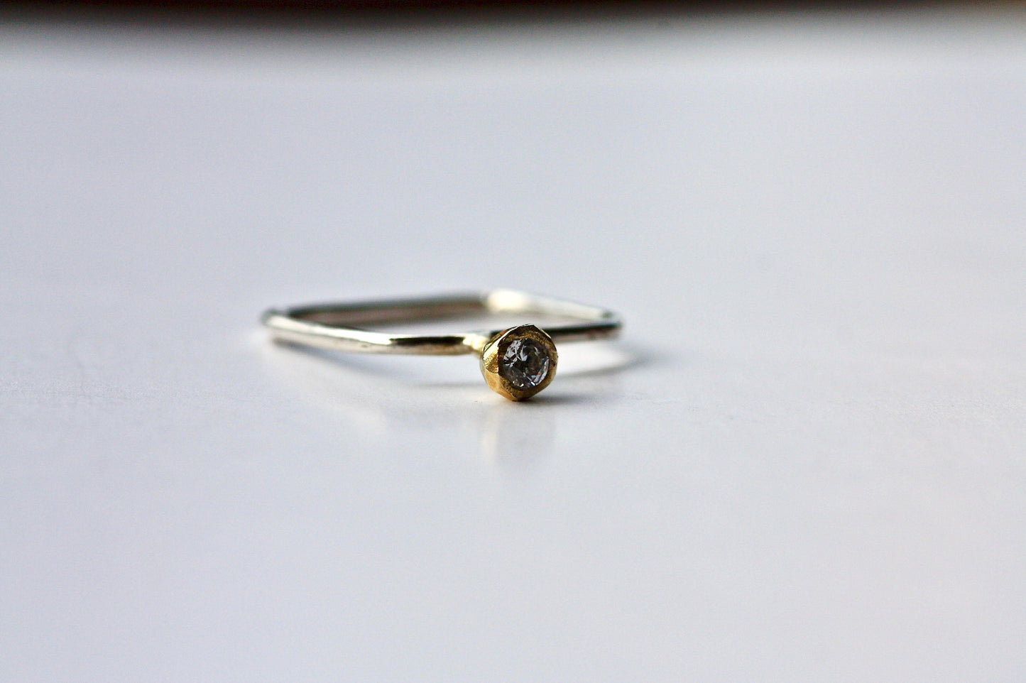 Dainty gold K18 engagement ring