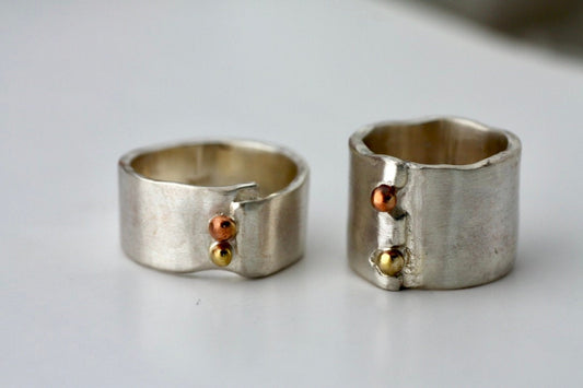 Chunky silver ring personalized with an engraved message