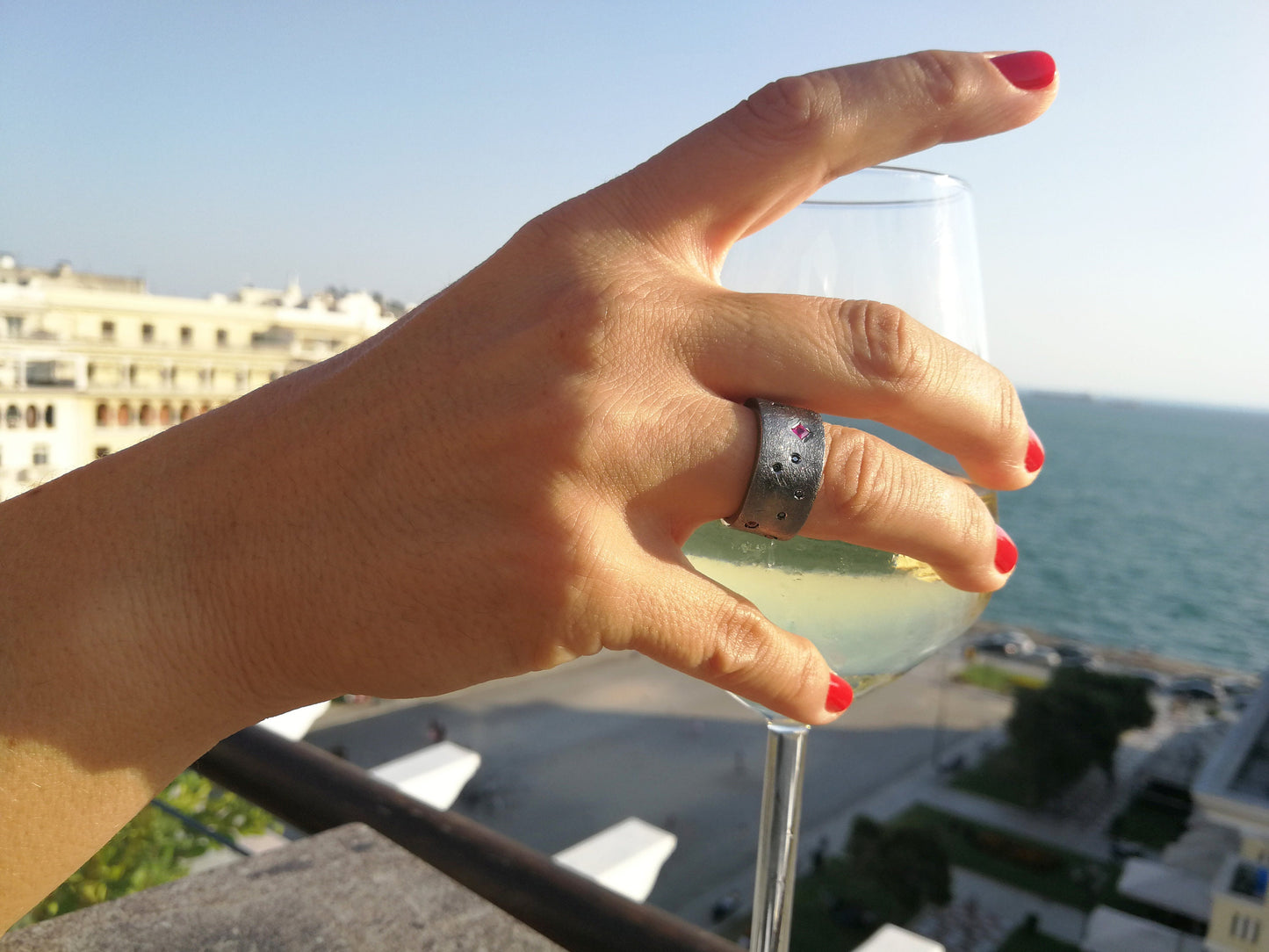 Multi-stone Rings Black Diamonds and Rubies wide band