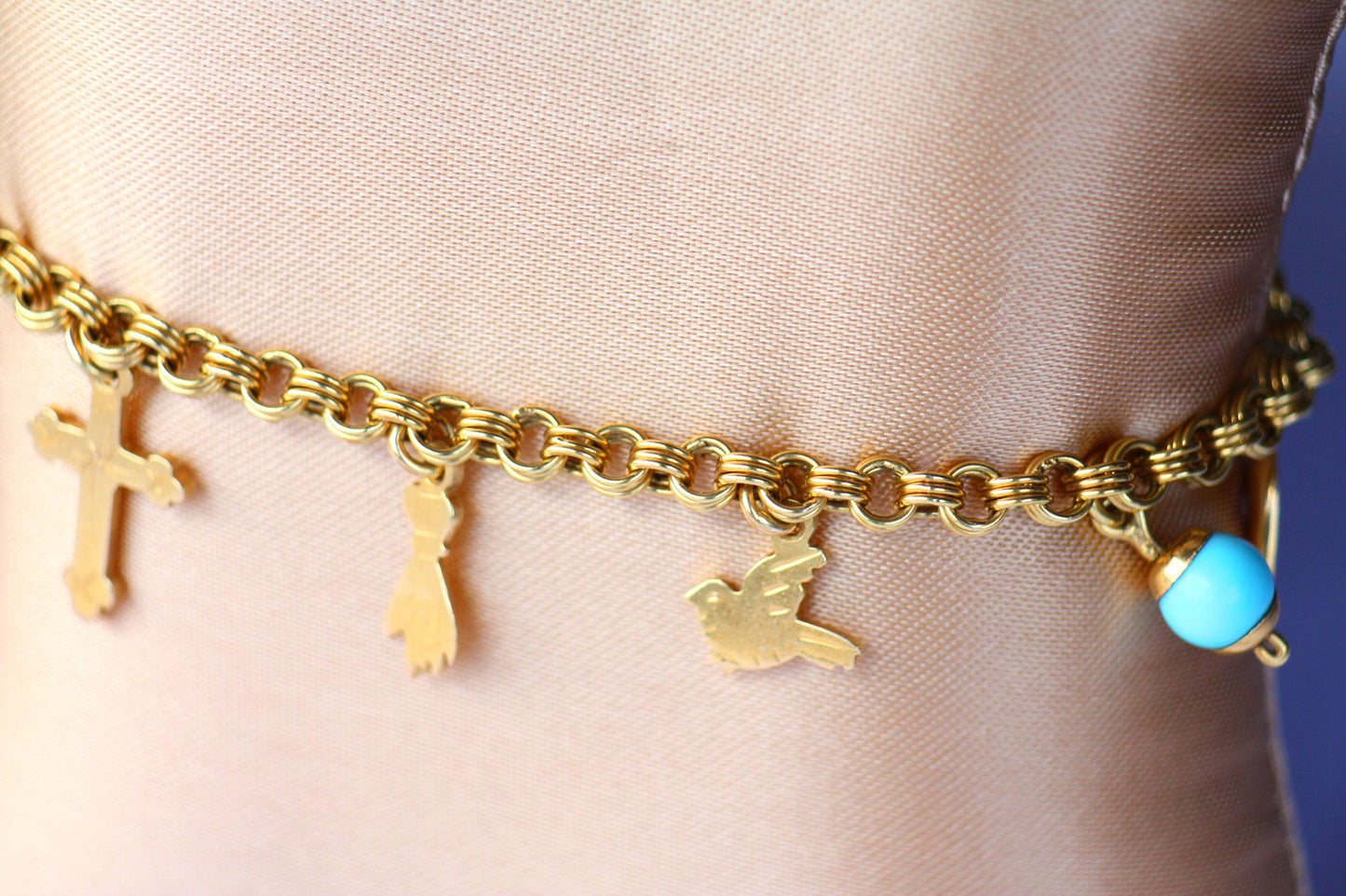Charm, Solid Gold Baptism bracelet, 9 wishes Bracelet