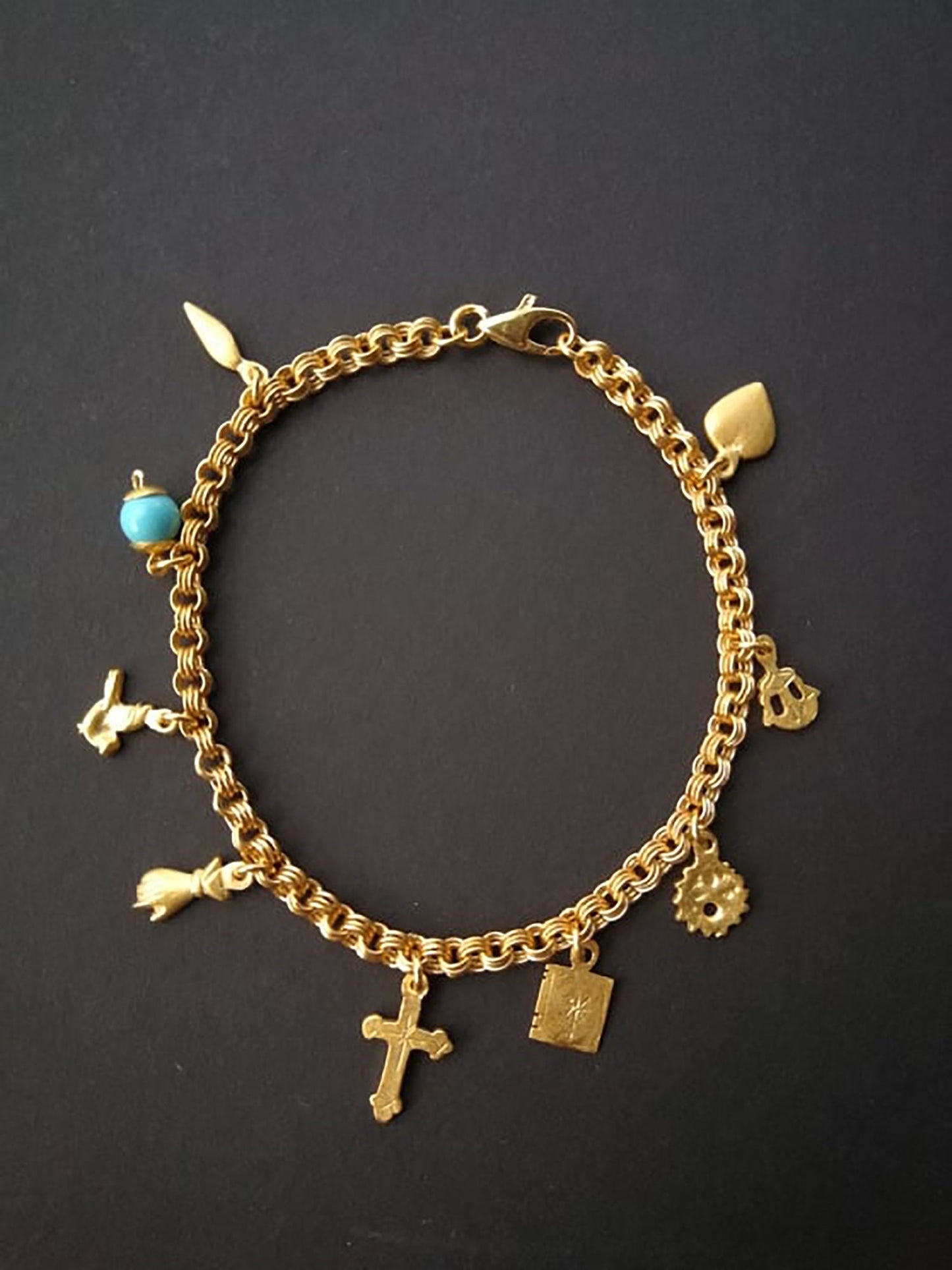 Charm, Solid Gold Baptism bracelet, 9 wishes Bracelet