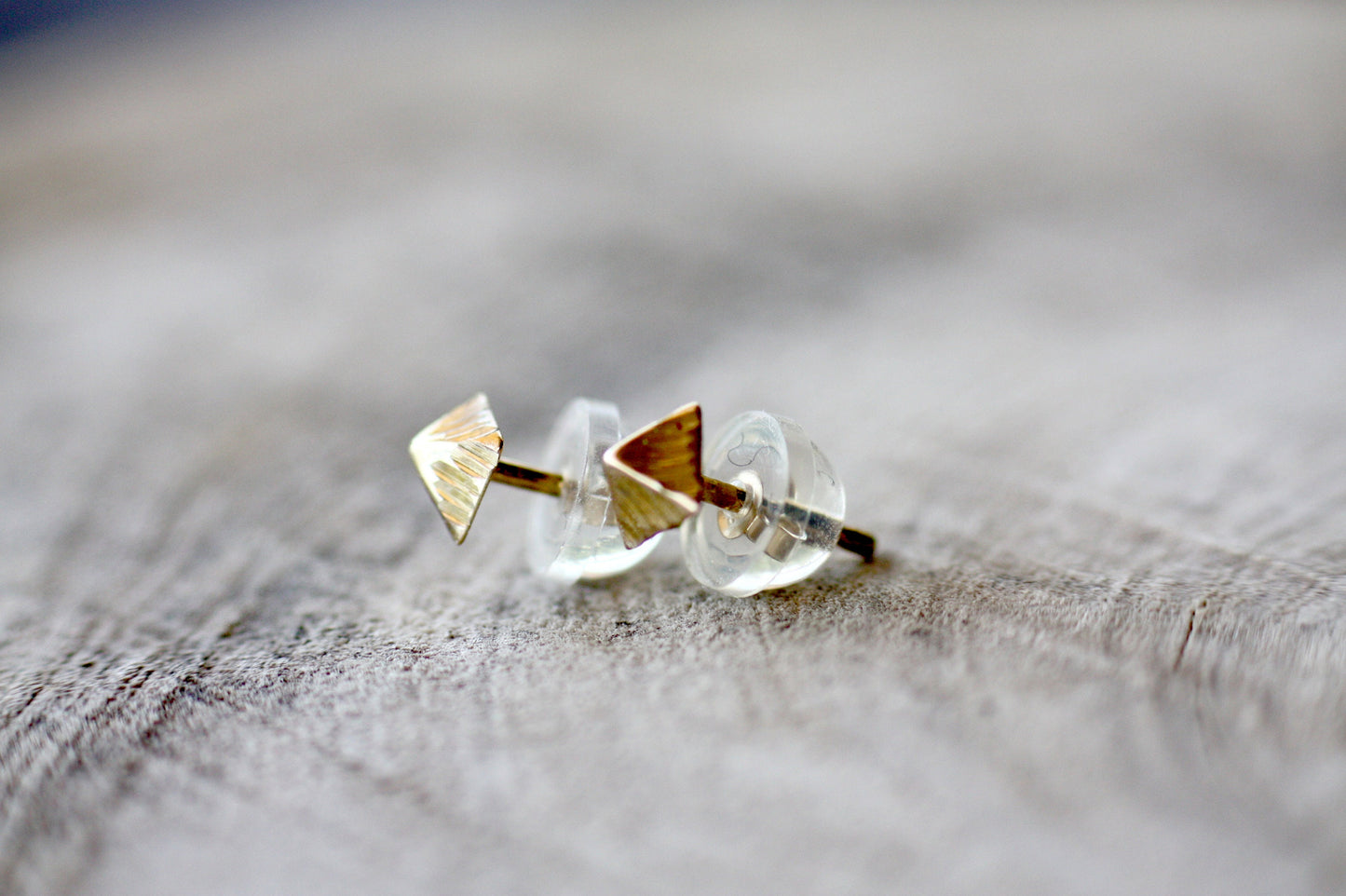 Gold K9 Pyramid Tiny Earrings