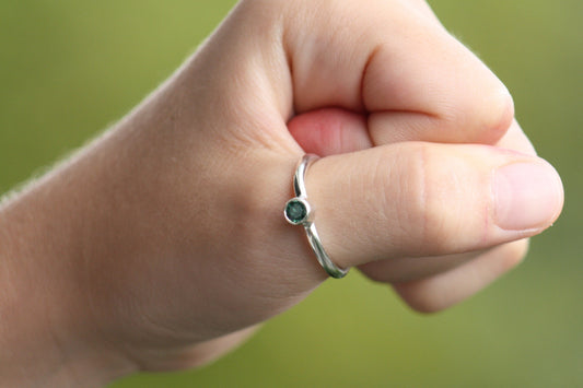 Green Tourmaline minimal stacking ring