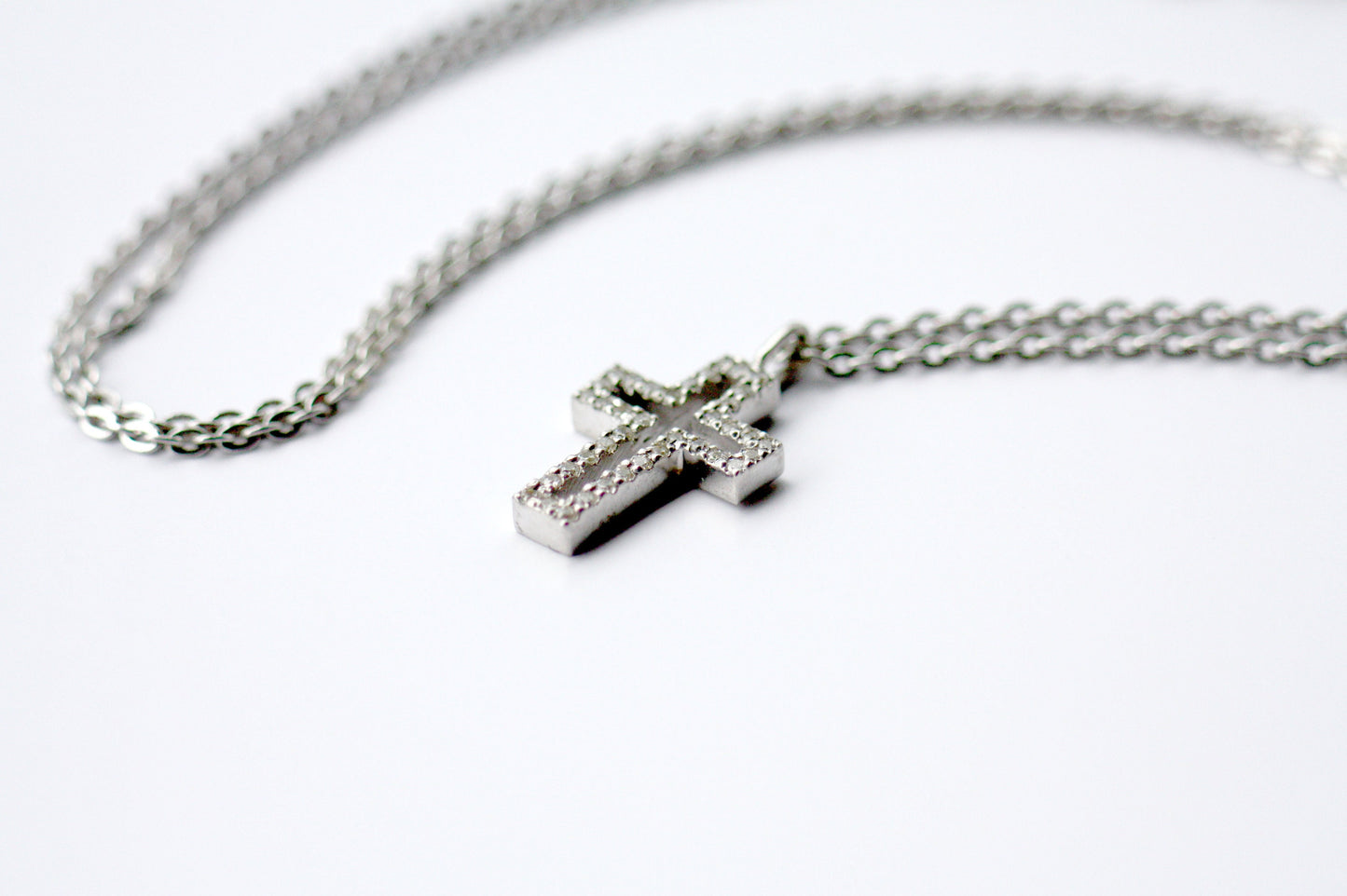 White Gold k18 Cross with diamonds for Woman, Baptism Religious Cross