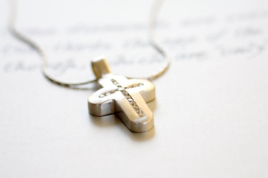 Baptism white gold Cross with diamonds
