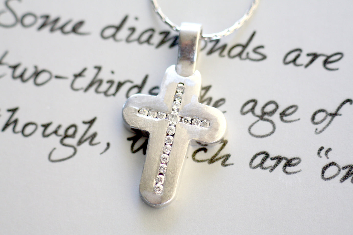 Baptism white gold Cross with diamonds