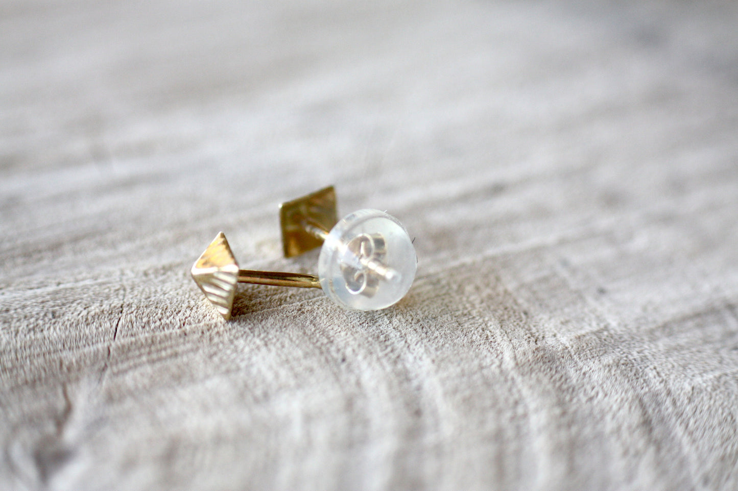 Gold K9 Pyramid Tiny Earrings