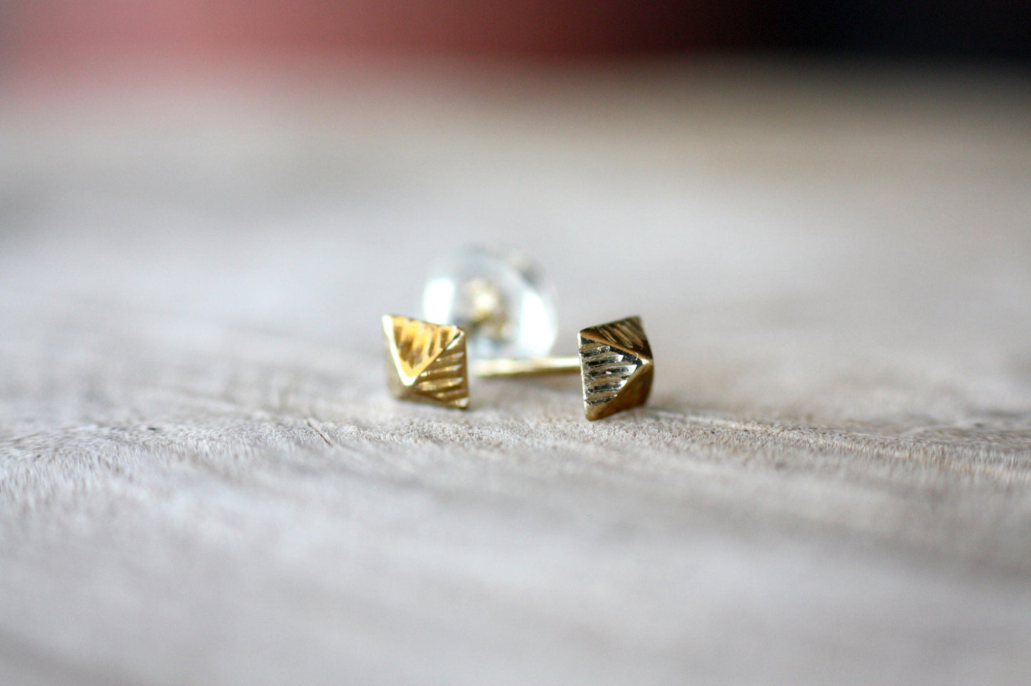 Gold K9 Pyramid Tiny Earrings