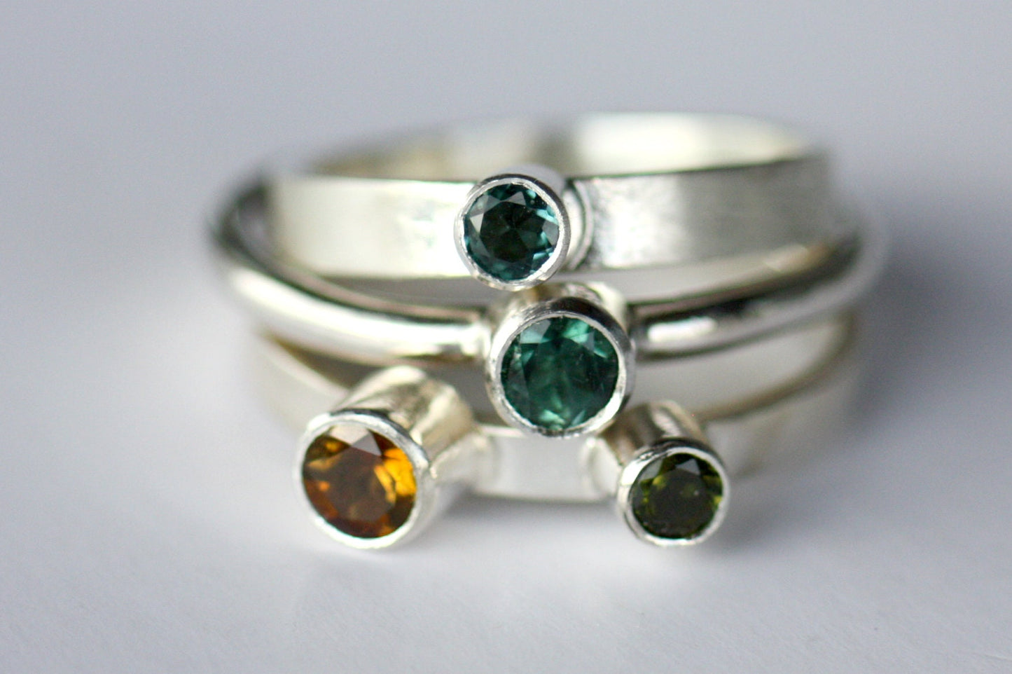 Green Tourmaline minimal stacking ring
