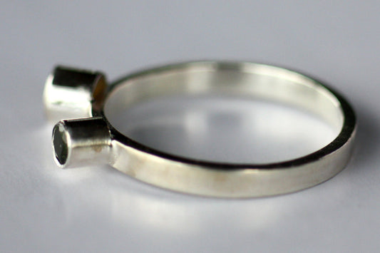 Green and Orange Tourmaline Stacking Ring, Thin Elegant, Dainty ring