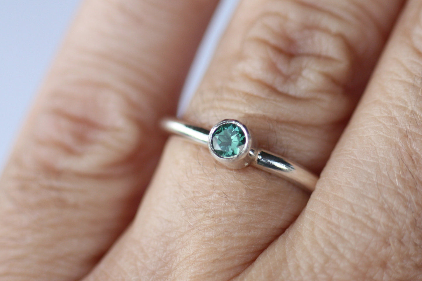 Green Tourmaline minimal stacking ring