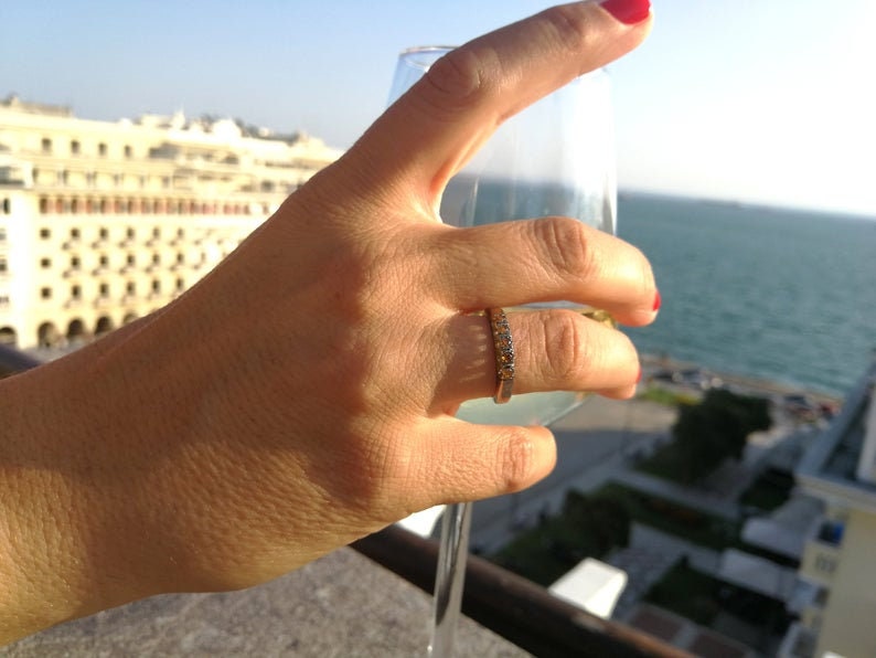 Cognac diamond Black Rhodium ring