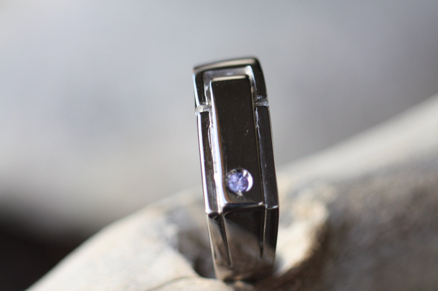 Tanzanite Signet handwriting initial ring