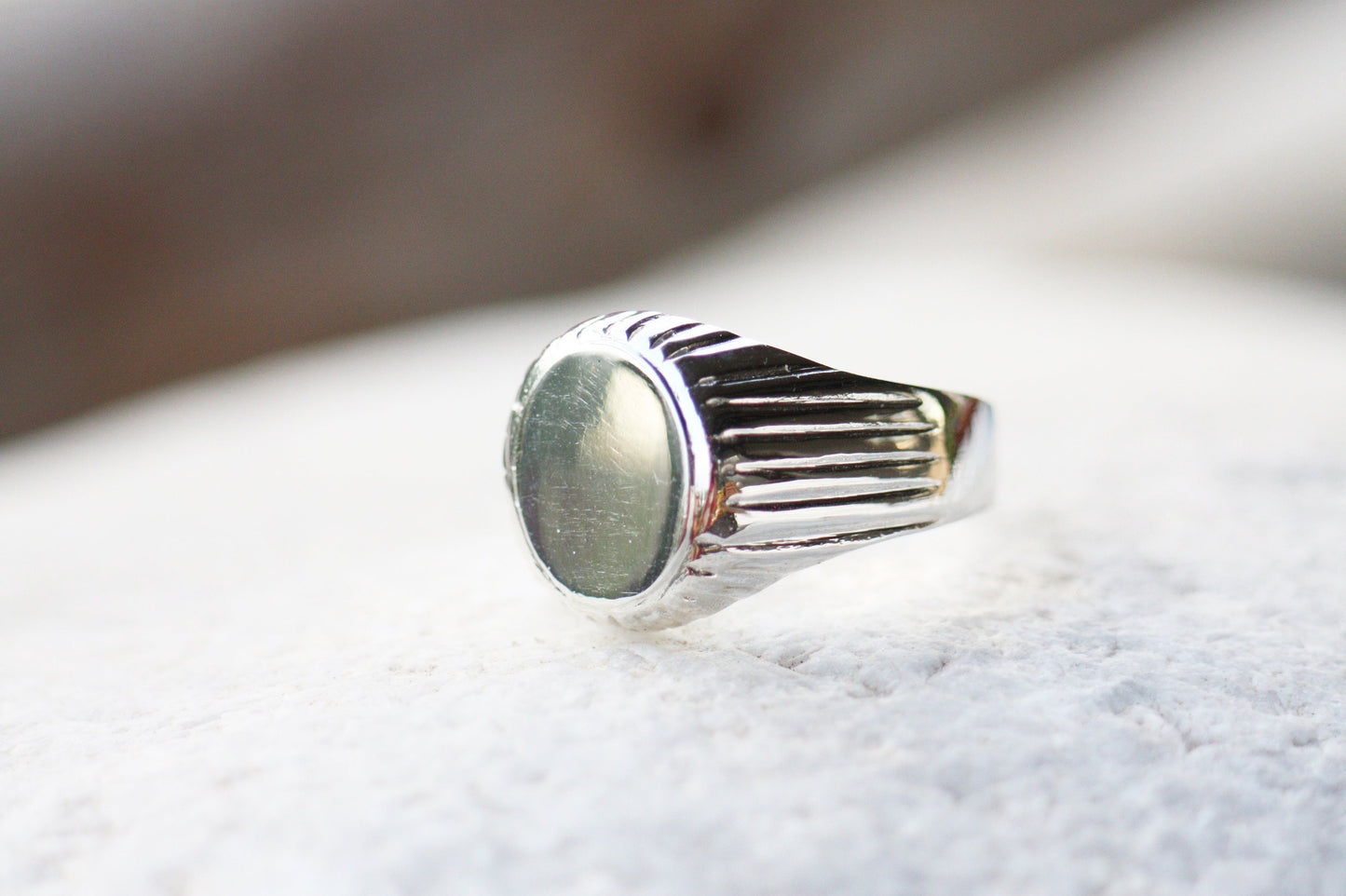 Engraved Signet Sterling Silver ring
