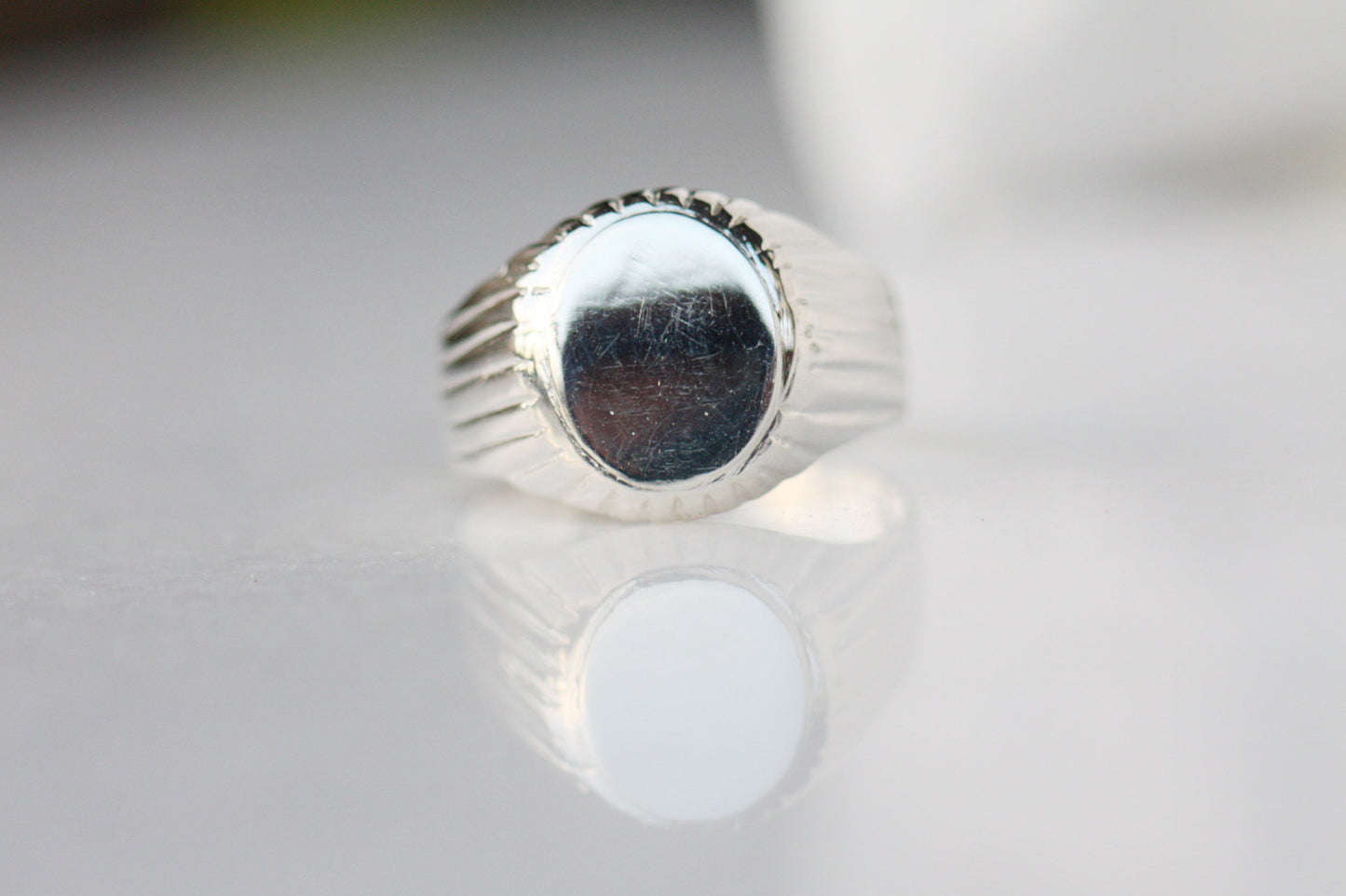 Engraved Signet Sterling Silver ring
