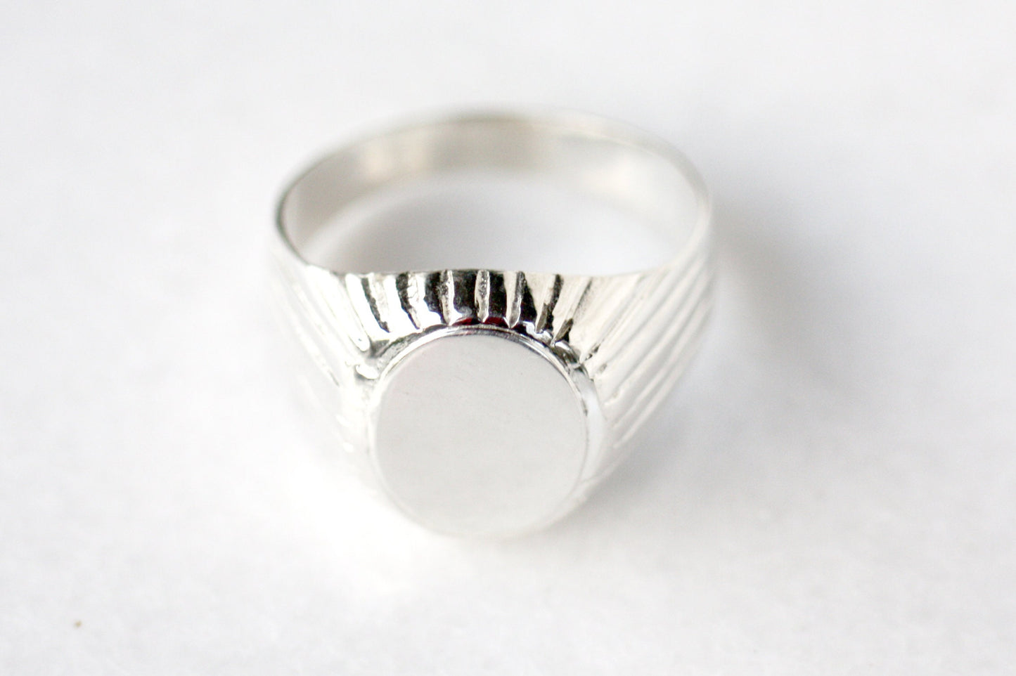 Engraved Signet Sterling Silver ring