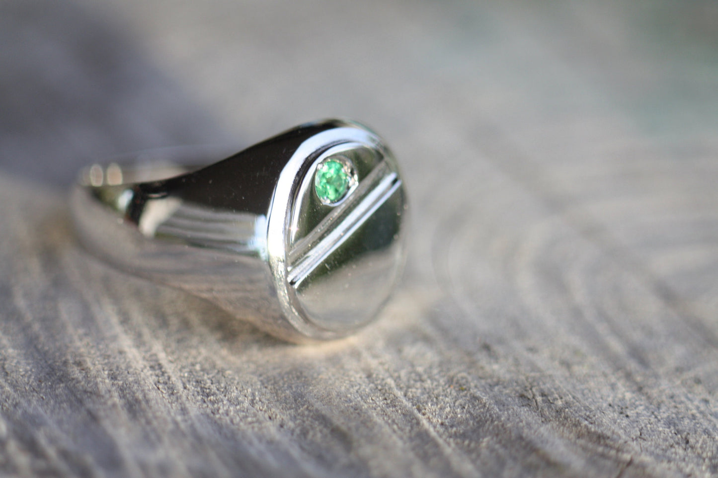 Engraved Signet Tsavorite ring
