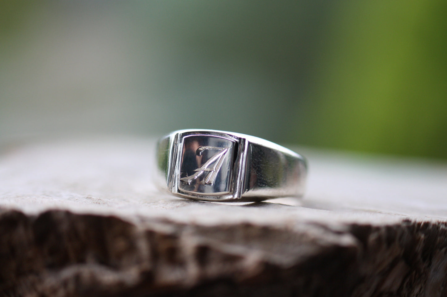 Engraved Square signet monogram ring