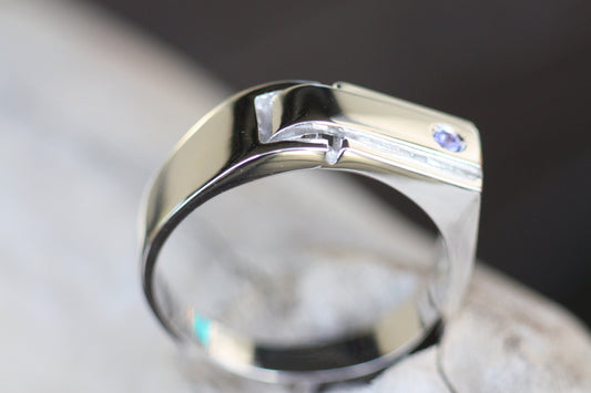 Tanzanite Signet handwriting initial ring
