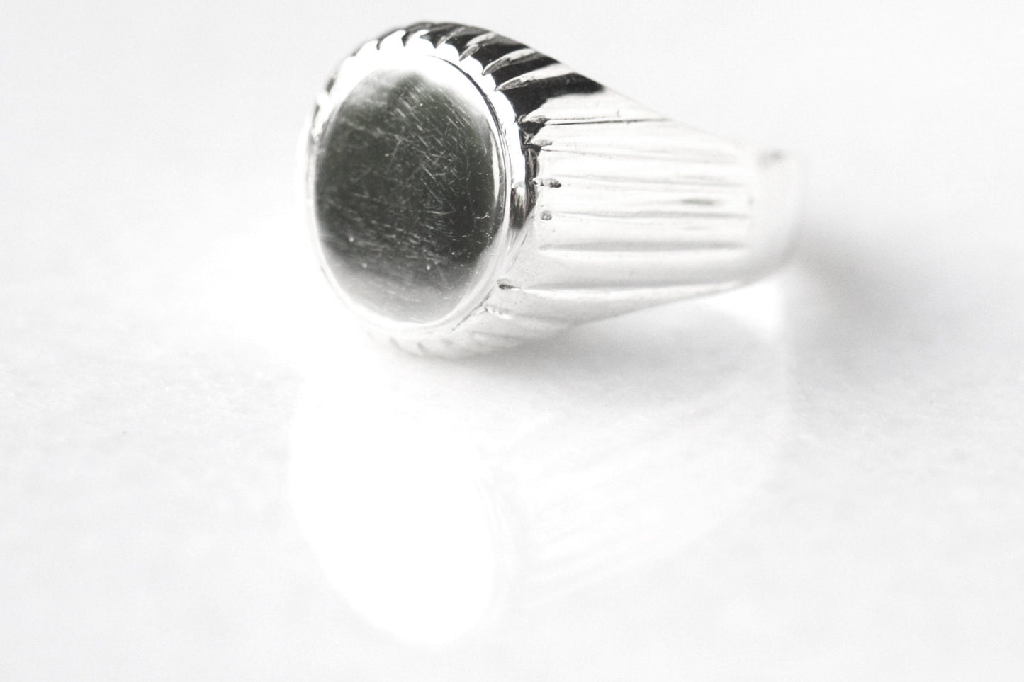 Engraved Signet Sterling Silver ring