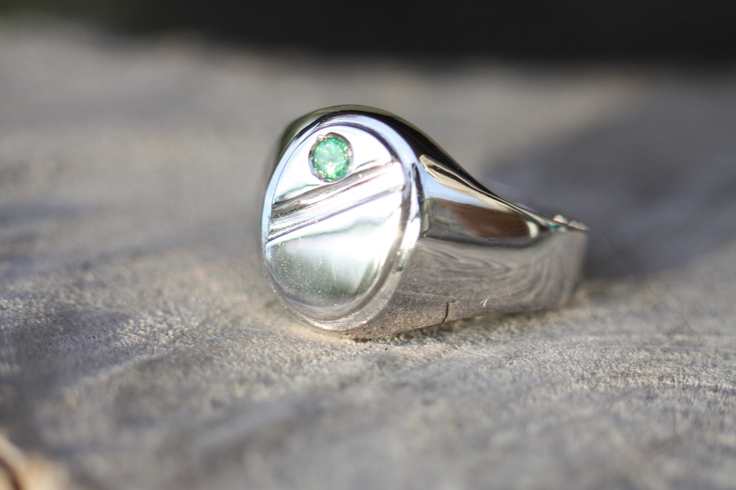 Engraved Signet Tsavorite ring