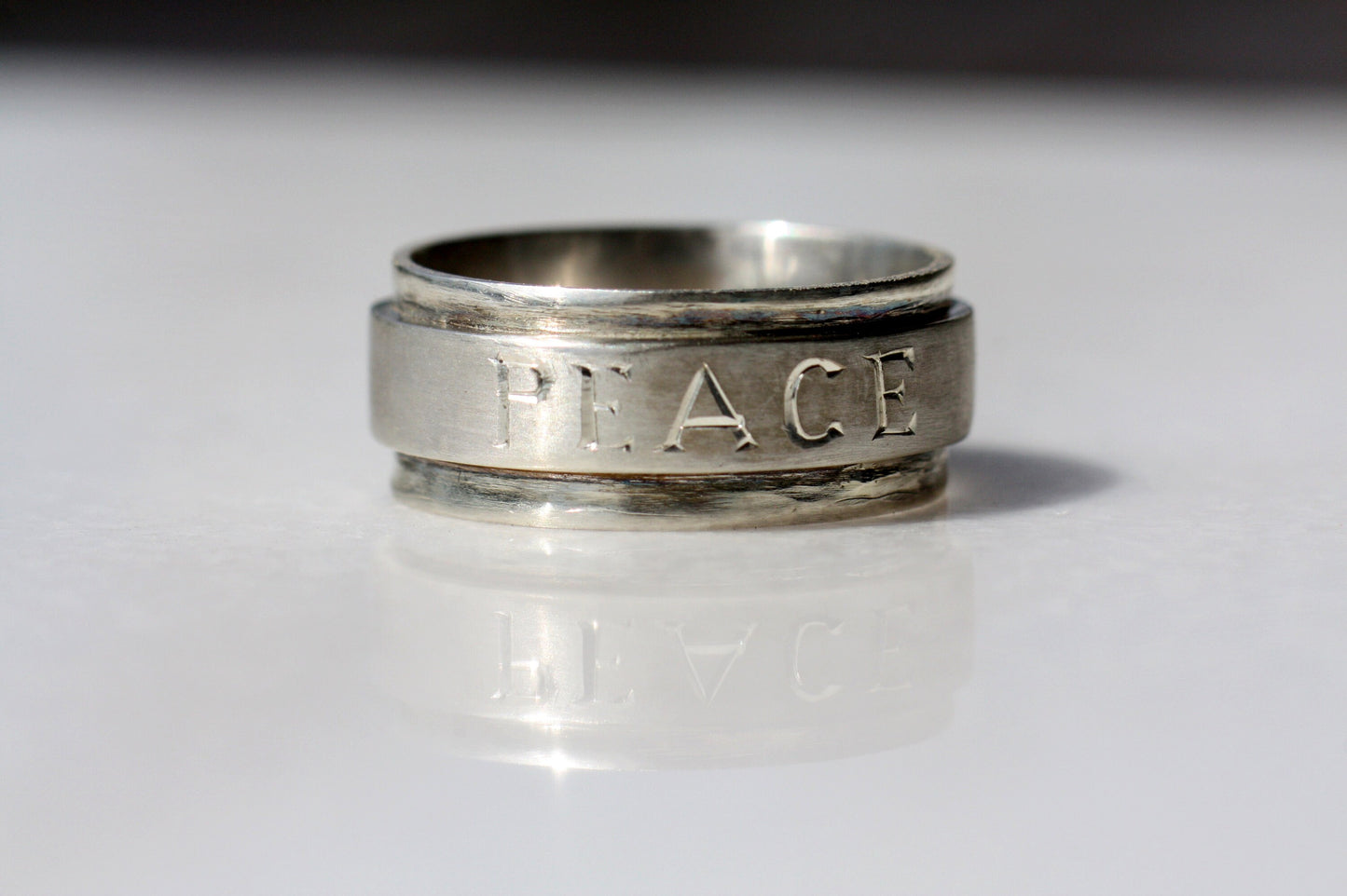 Personalized Peace Spinner Ring - Anxiety Relief ring
