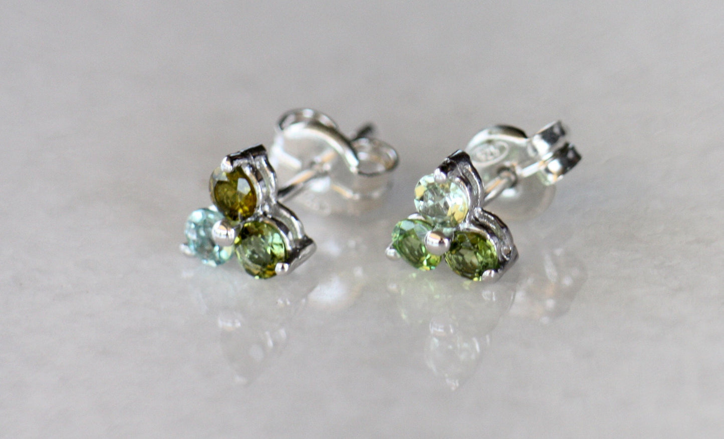 Colourful tourmaline earrings Flower design