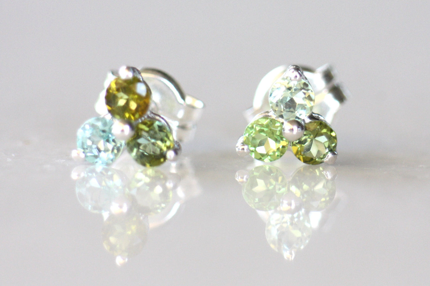 Colourful tourmaline earrings Flower design