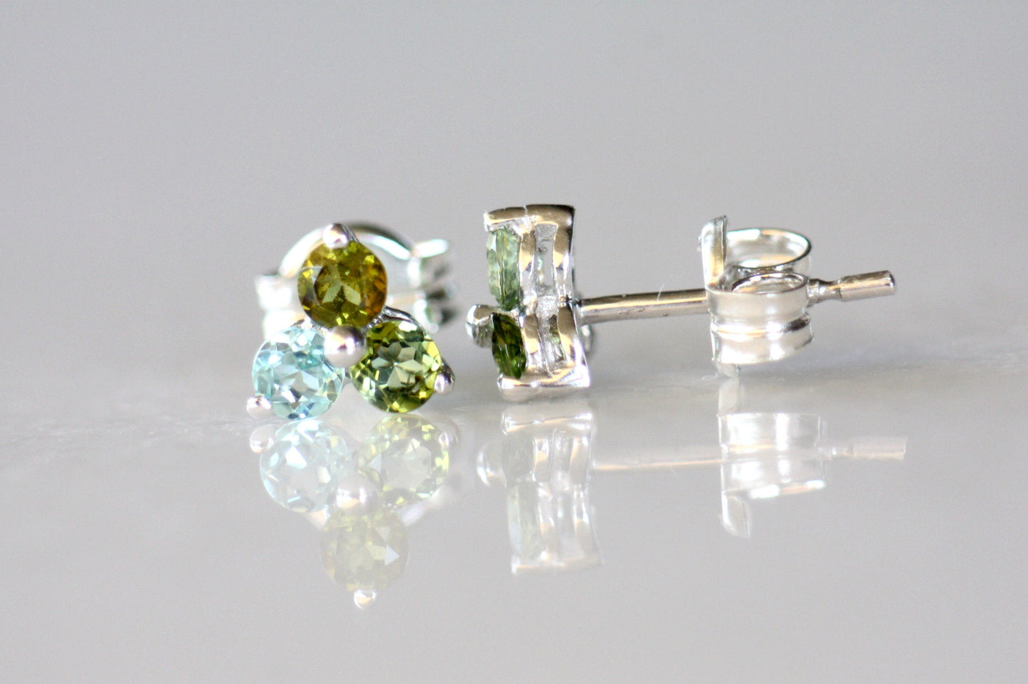 Colourful tourmaline earrings Flower design