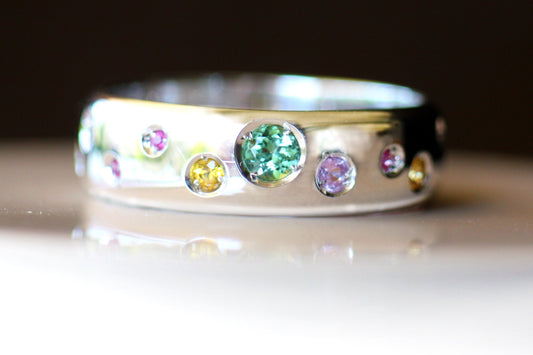Sapphire and Tourmaline Personalized Multi stone ring