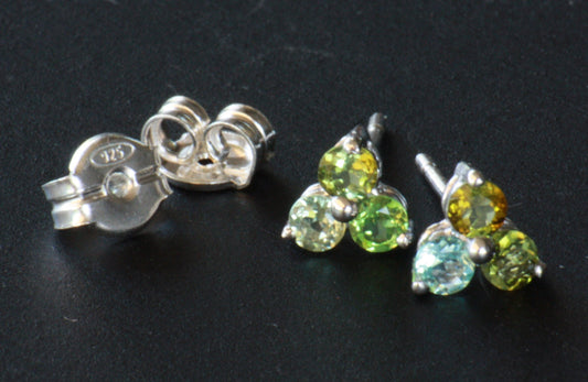 Colourful tourmaline earrings Flower design