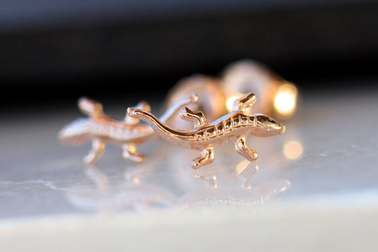 Minimalist Studs Lizards Earrings, Kids Tiny Animal Earrings