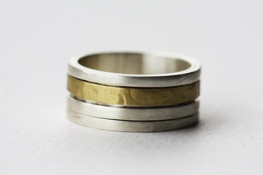 Mens engagement Silver Spinner ring