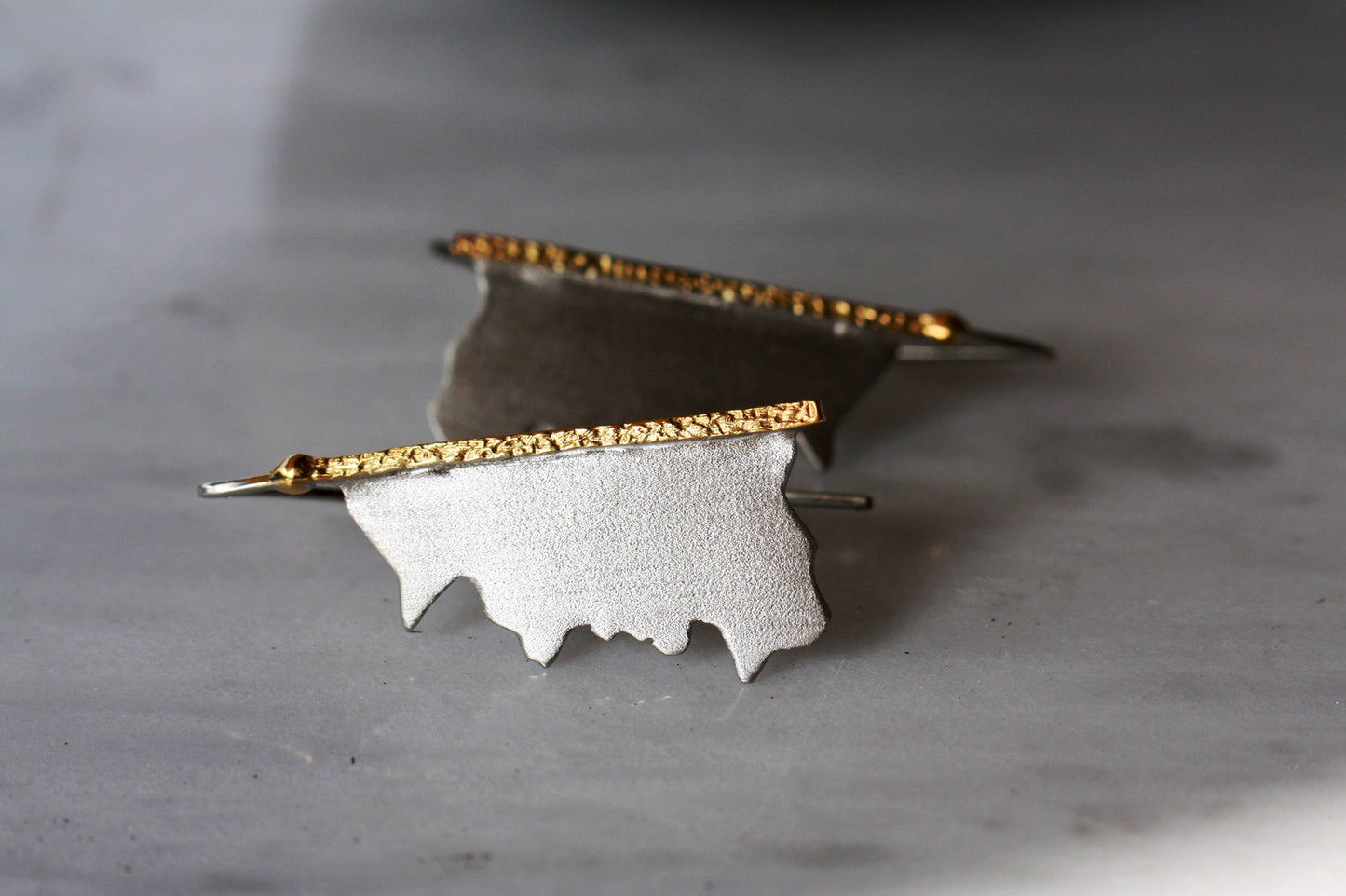 Gold Plated Earrings for Women Geometric Style and Frozen Finish