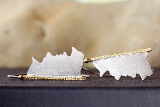 Gold Plated Earrings for Women Geometric Style and Frozen Finish