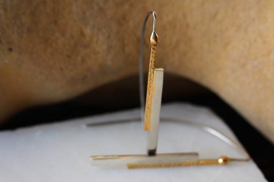 Two tones Geometric Style Everyday earrings