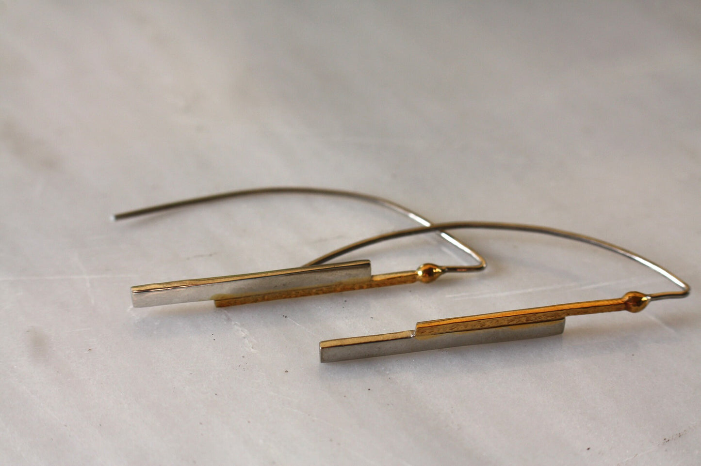 Two tones Geometric Style Everyday earrings