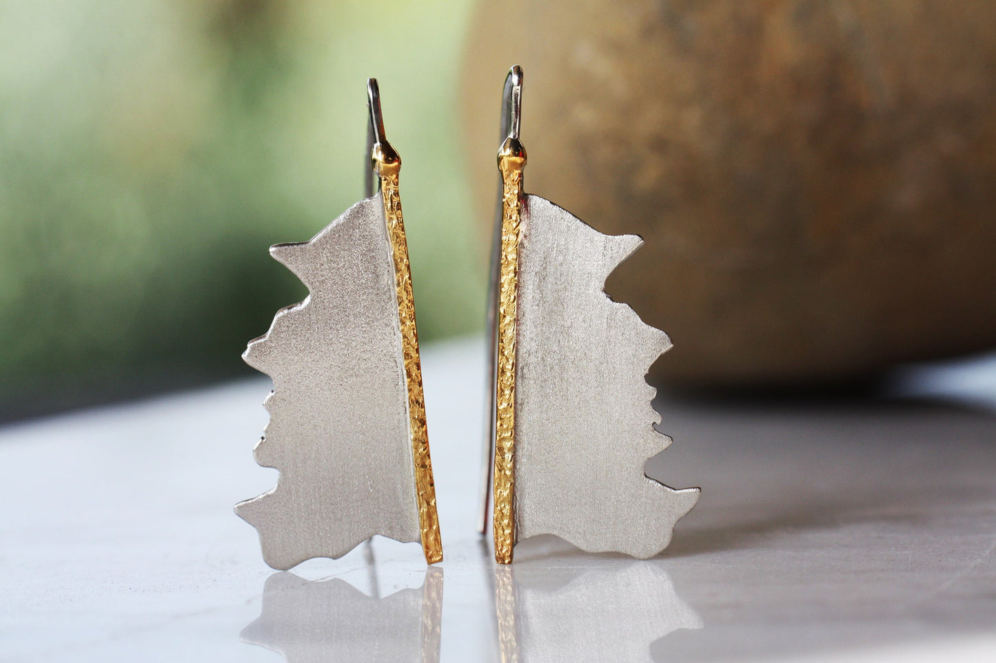 Gold Plated Earrings for Women Geometric Style and Frozen Finish