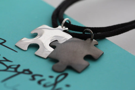 Silver puzzle pendant for Couples