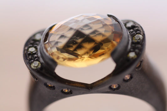 Citrine, Yellow Sapphire, Cognac and yellow diamond ring