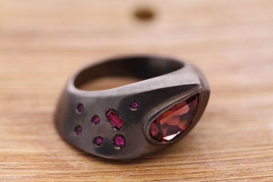 Tourmaline Sapphire and Ruby  Statement ring