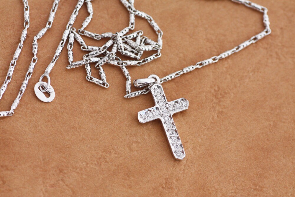 Diamond Baptism Gold Cross