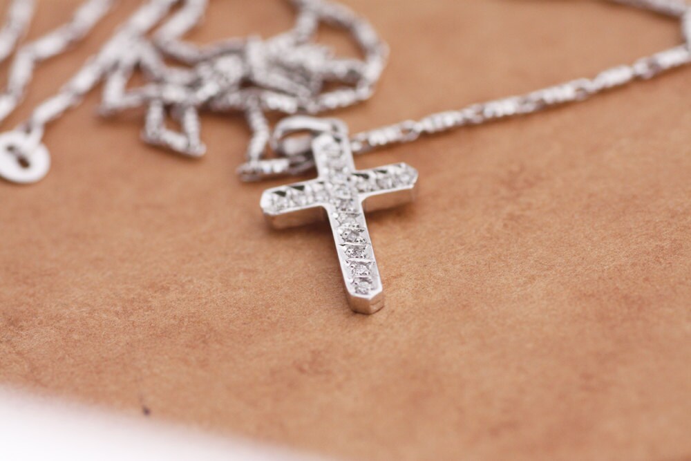 Diamond Baptism Gold Cross